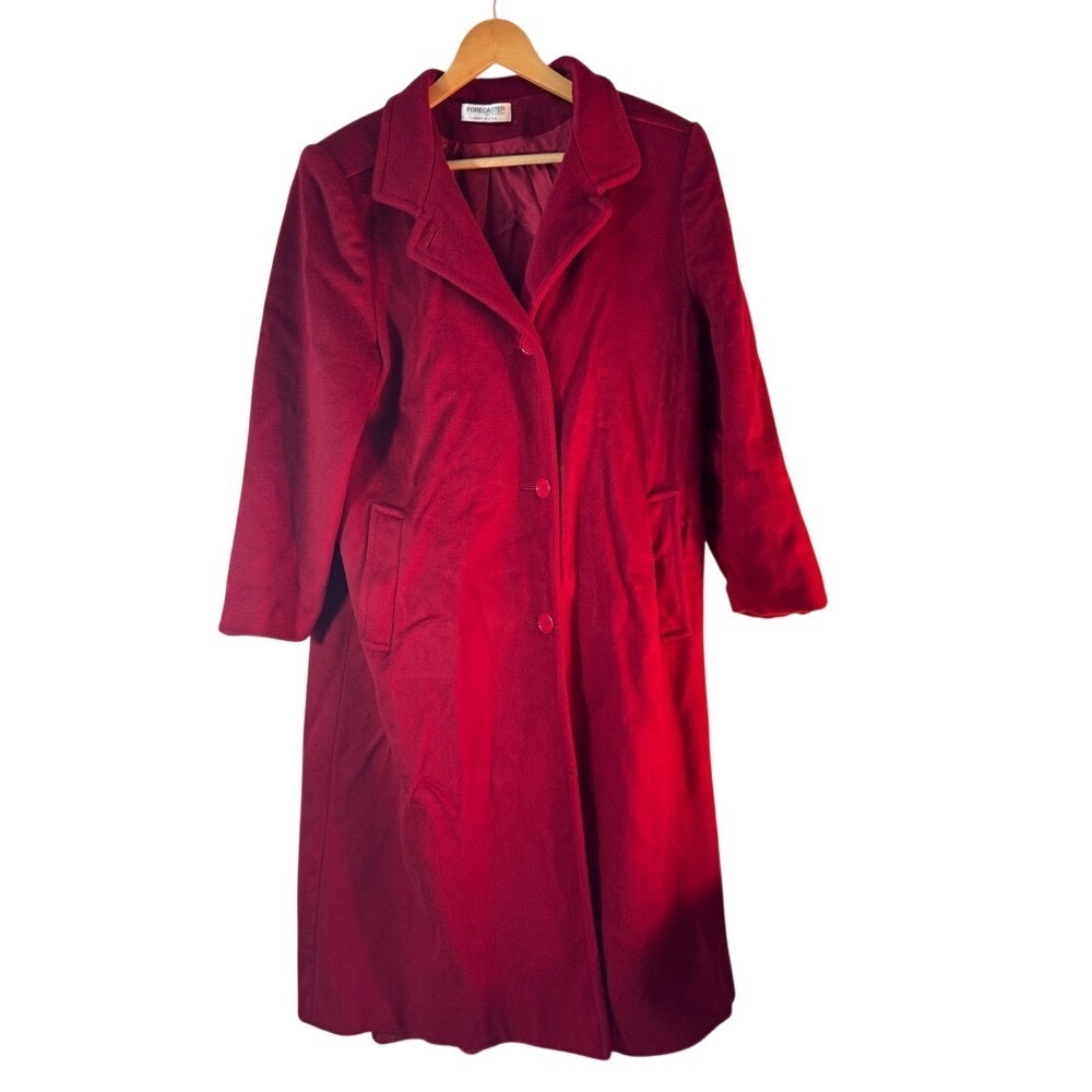 Forecaster of Boston Vintage Red100% Pure Wool Long Trench Coat Made in USA11/12